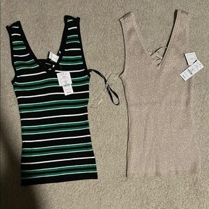 WHBM Black and Green and Gold Shimmer Reversible Tank Tops